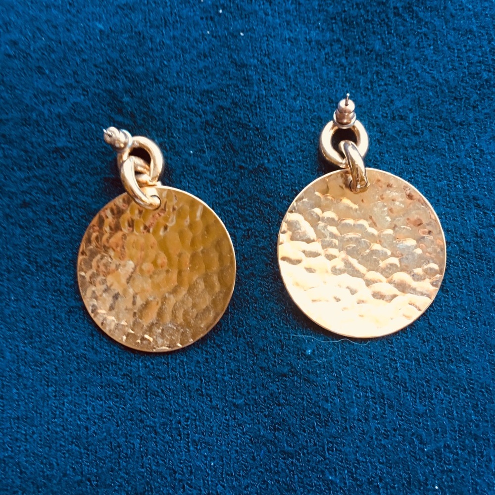 Hammered Gold Earrings - Picture 2 of 2